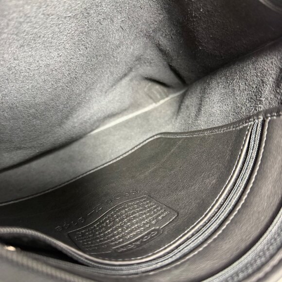 Y2K Vintage COACH Hippie Zip Black Leather Shoulder Bag 9146 + Bag Charm EUC - Picture 5 of 9